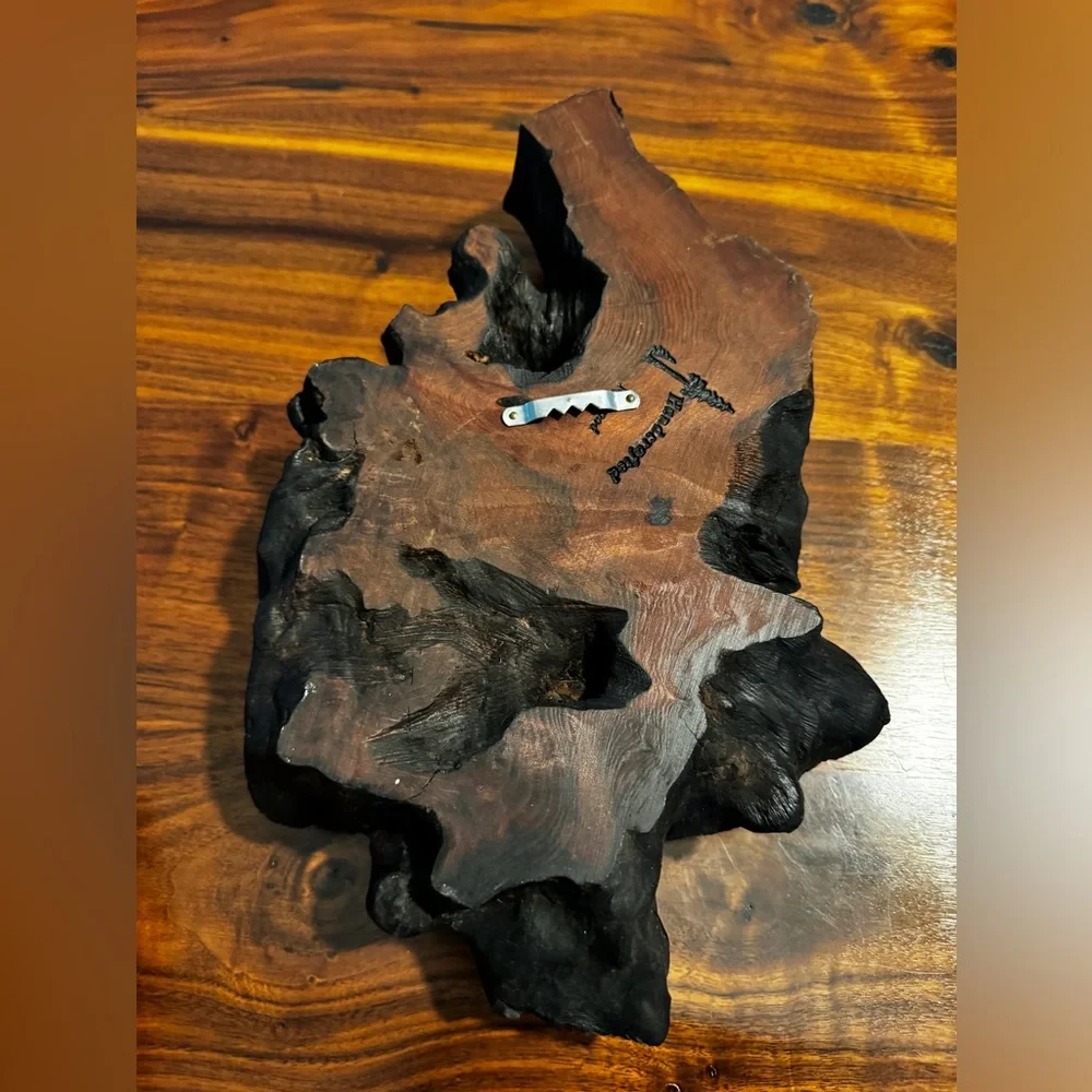 Live Edge Wood Slab Jewelry Holder Mid Century Souvenir Spoon Display Rack